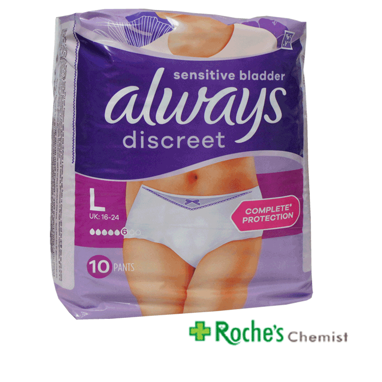 Always Discreet Pants for Sensitive Bladder in Women x 10 - Large