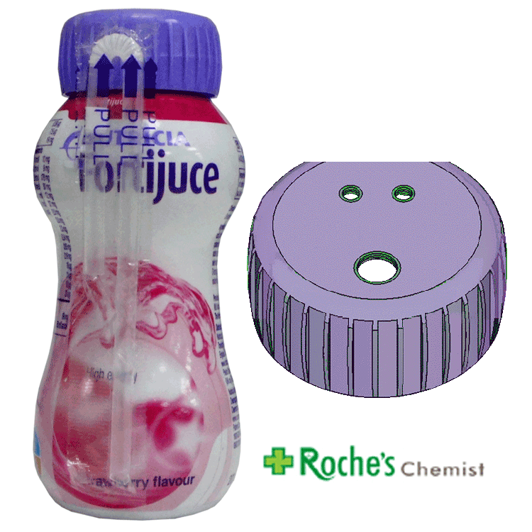 Fortijuce Erdbeere 200 ml x 1 Mit oder ohne Deckel für Trinkhalm x 1