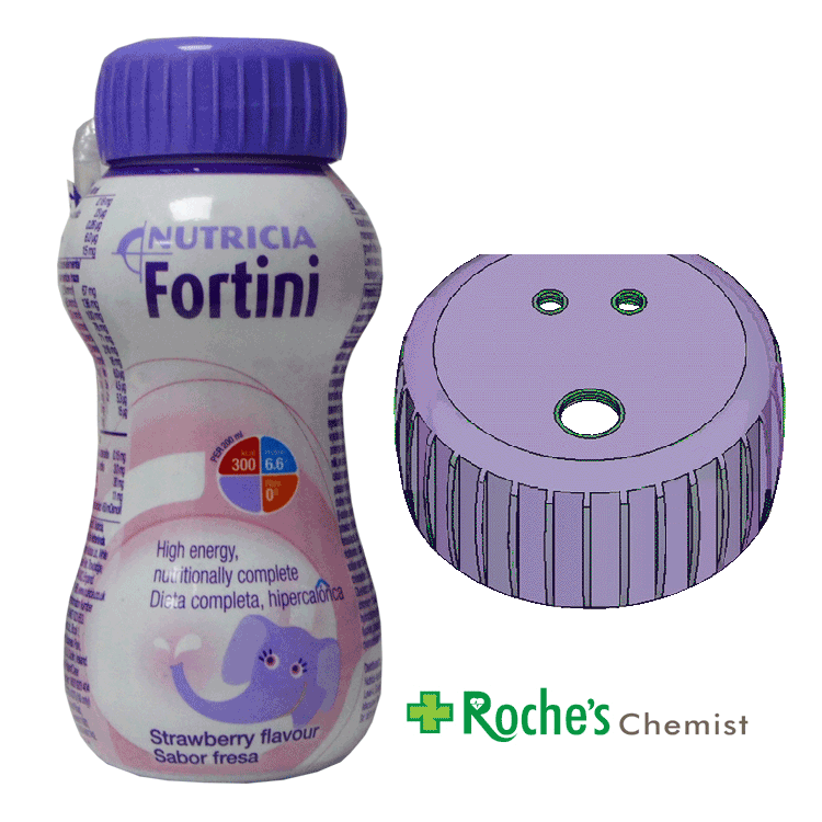 Fortini Strawberry 200ml  x 6 With or Without Drinking Straw Lid  x 1