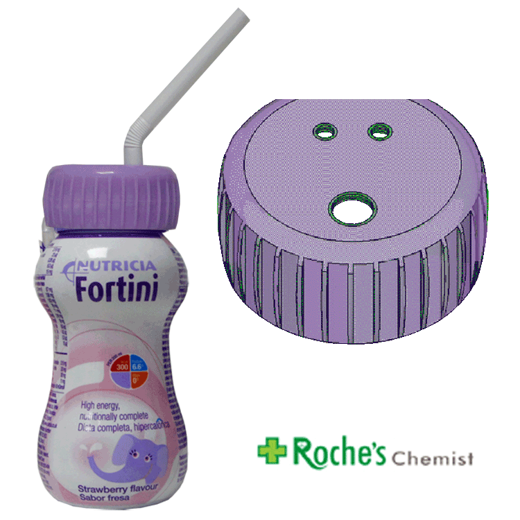 Fortini Strawberry 200ml  x 6 With or Without Drinking Straw Lid  x 1