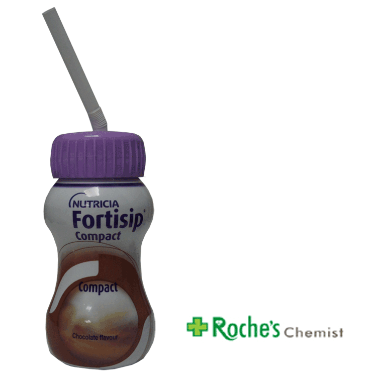 Fortisip Compact Chocolate Flavour 125ml x 6 - With or Without Drinking Straw Lid x 1