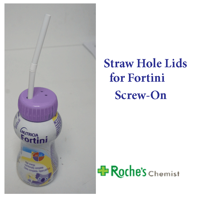 Drinking straw lid for Fortisip Supplements x 2 - Screws on to Fortisip / Fortisip Compact and Cubitan