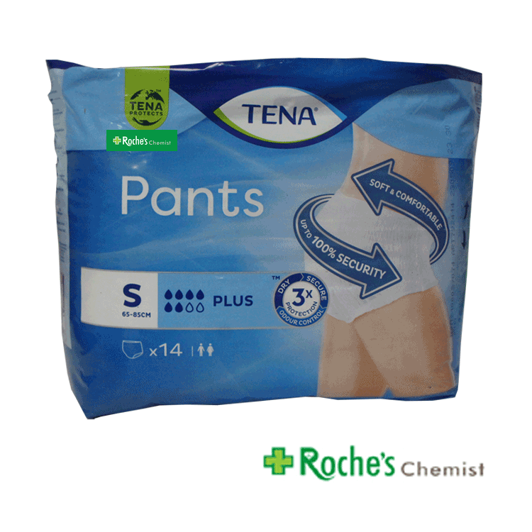 Tena Pants Plus x 14 - Extra Absorbant - Pull Ups with Elasticated Waist  - SMALL - Unisex