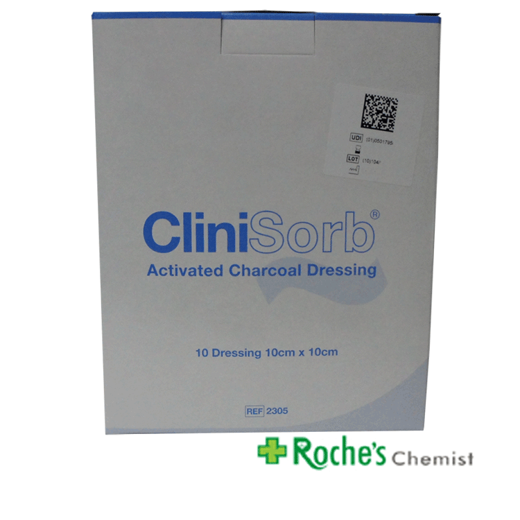 Clinisorb 10cm x 10cm x 10 Odour Absorbing Wound Dressings roches ...