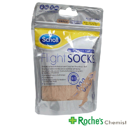 Scholl Flight Socks Sheer Size 6.5-8 2 Pairs